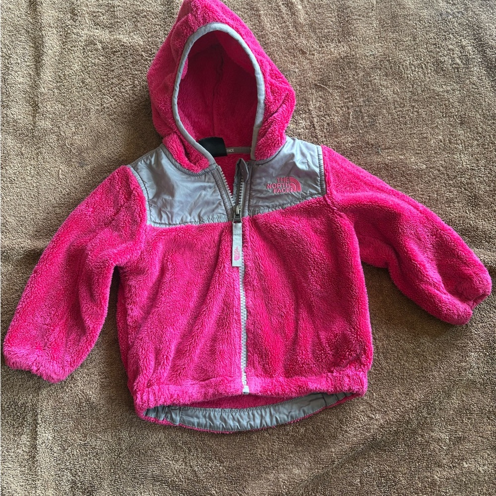 The North Face Pink and Gray Kids Fleece Hoodie